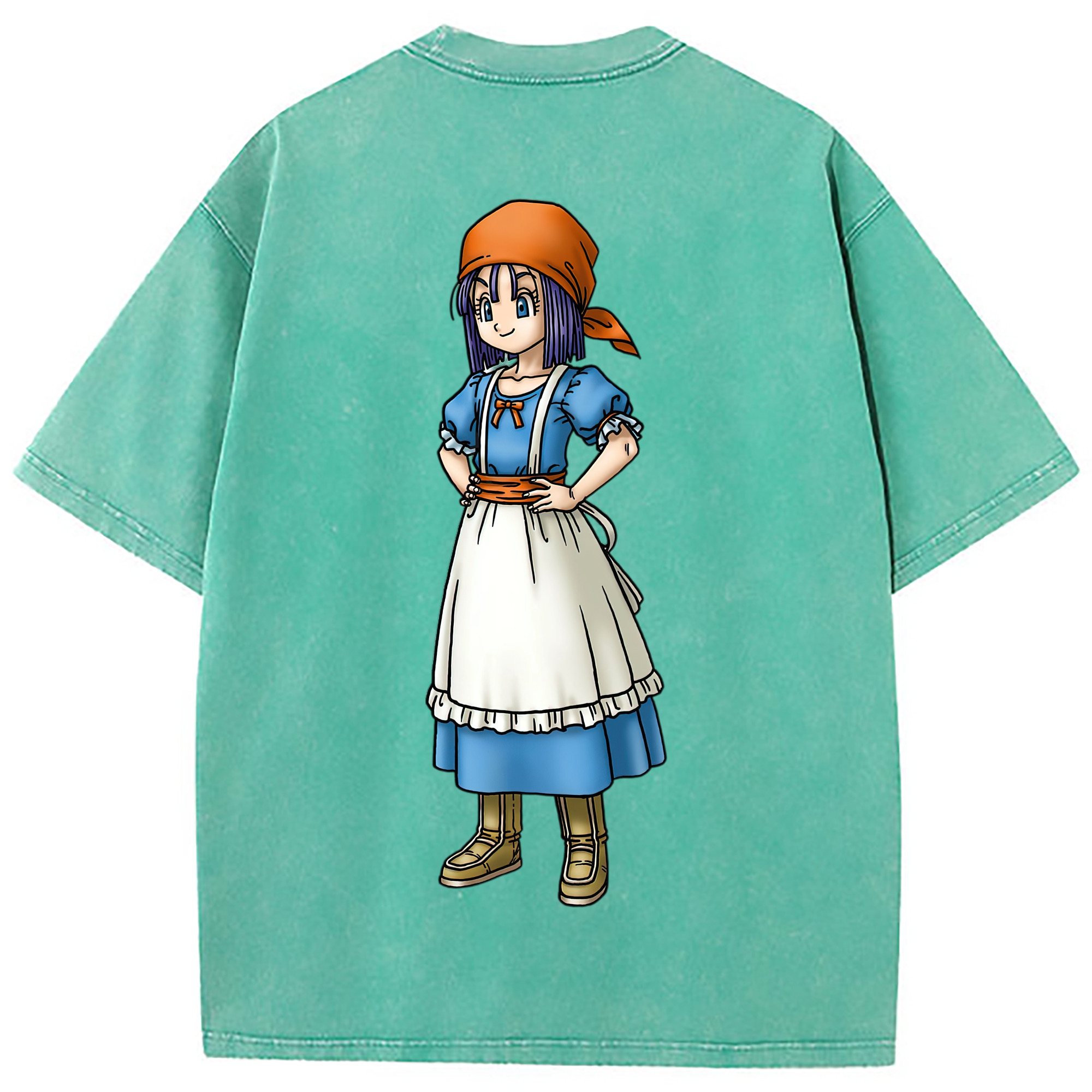 （画像用） ドラゴンクエスト Doragon Kuesuto Dragon Quest 綿100% ヴィンテージ風 半袖Tシャツ（背面プリント）